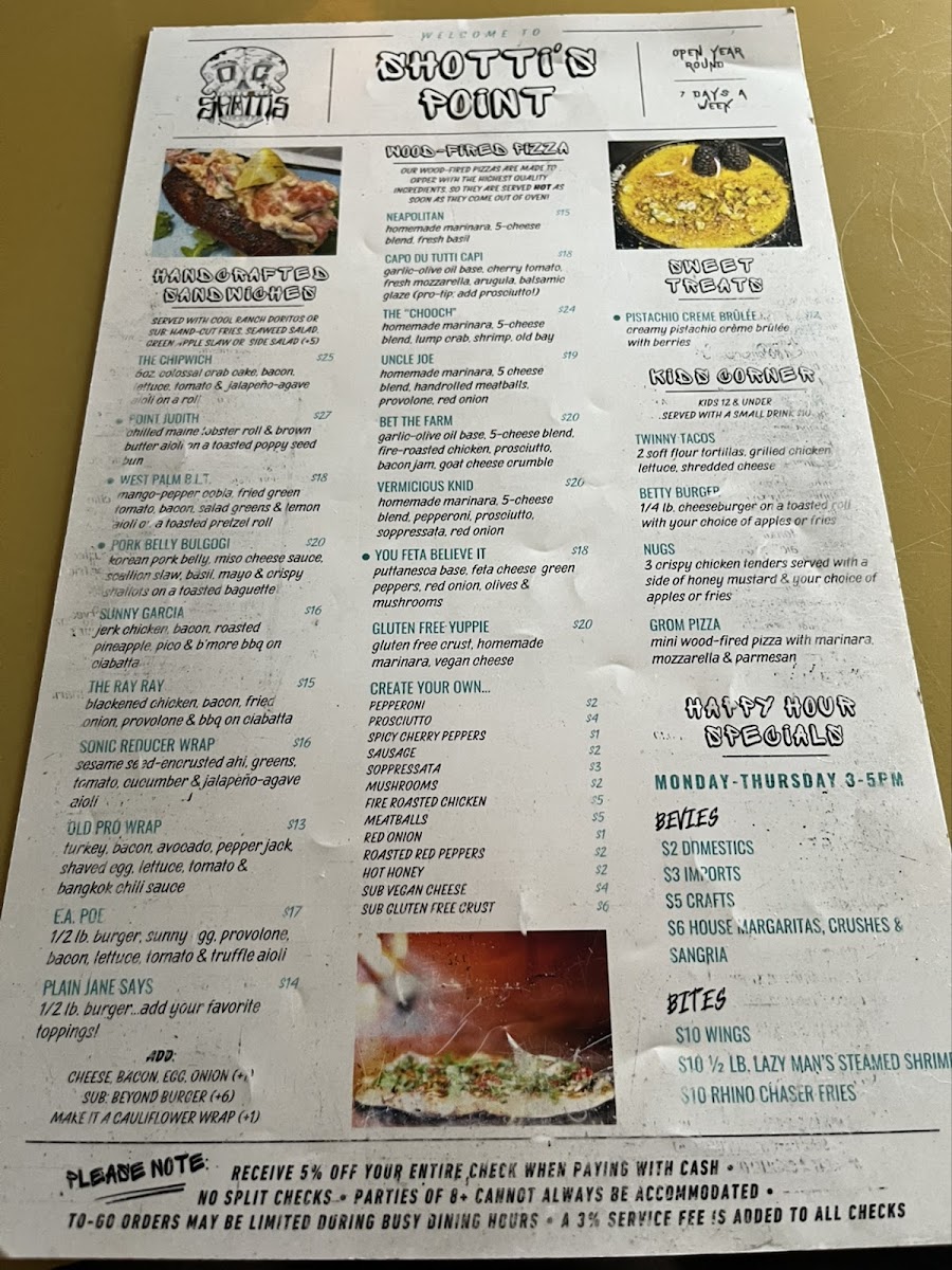 Shotti's Point Ocean City Menu - Image 1